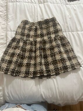 Dolce & Gabbana Tweed Circle Skirt in Black, Cream & Brown